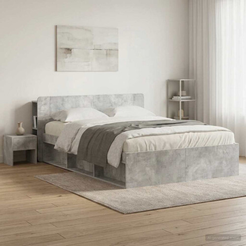 VidaXL vidaXL Headboard Cabinet with Storage Concrete Grey Engineered Wood