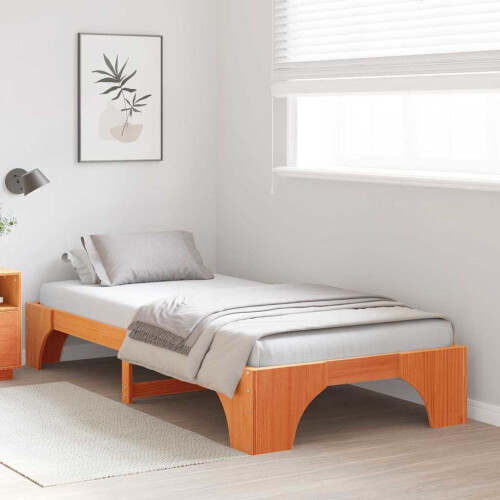 VidaXL vidaXL Bed Frame Wax Brown 75 x 190 cm Solid Pine Wood 2