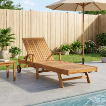 vidaXL Sun Lounger Folding 1-person Brown Solid Teak Wood