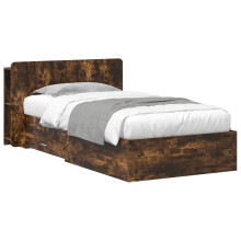 vidaXL Bed Frame with Storage Smoked Oak 75 x 190 cm Engineered Wood