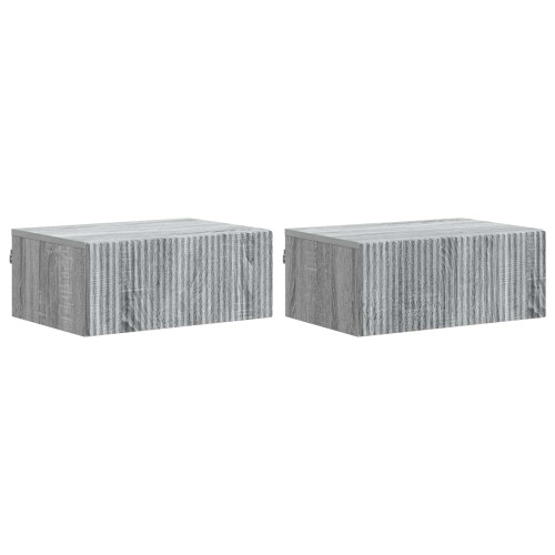 VidaXL vidaXL Wall-Mounted Bedside Cabinet 2 pcs Grey Sonoma Engineered Wood