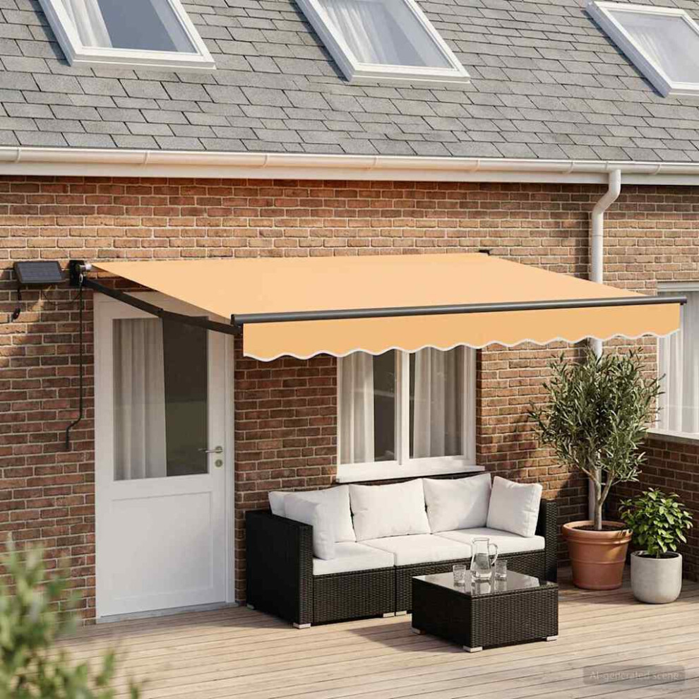 Vidaxl Manual Retractable Awning With Leds Sand