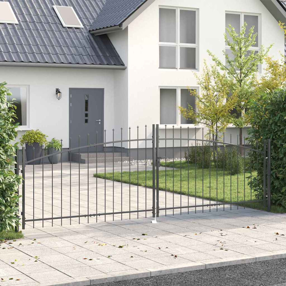 Vidaxl Double Gate With Lock Woerden Grey 400 X 199.5 Cm Steel