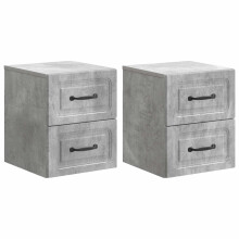 vidaXL Wall-Mounted Bedside Cabinet with Drawer 2 pcs Concrete Grey