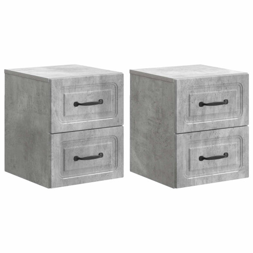 VidaXL vidaXL Wall-Mounted Bedside Cabinet with Drawer 2 pcs Concrete Grey