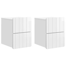 vidaXL Wall-Mounted Bedside Cabinet with Drawer 2 pcs High Gloss White