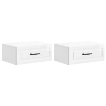 vidaXL Wall-Mounted Bedside Cabinet with Drawer 2 pcs High Gloss White