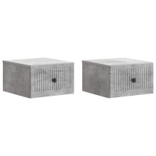 vidaXL Wall-Mounted Bedside Cabinet with Drawer 2 pcs Concrete Grey