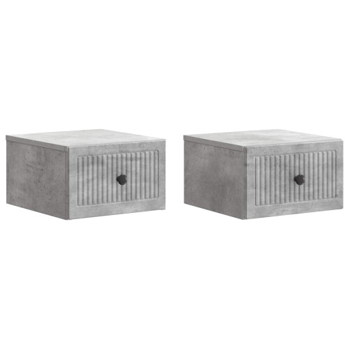 VidaXL vidaXL Wall-Mounted Bedside Cabinet with Drawer 2 pcs Concrete Grey