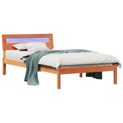 VidaXL vidaXL Bed Frame with Headboard Wax Brown 90 x 190 cm Solid Pine Wood 1