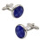 Blue Check Cats Eye Dress Cufflinks 1