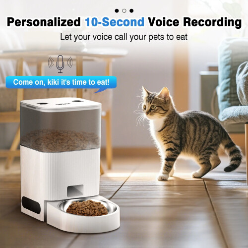 KITPLUS Automatic Cat Feeder, APP Control with Timer, Cat Food Dispenser, Locked Lid, 1