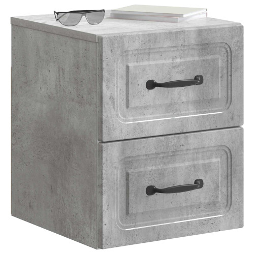 VidaXL vidaXL Wall-Mounted Bedside Cabinet with Drawer 2 pcs Concrete Grey 2