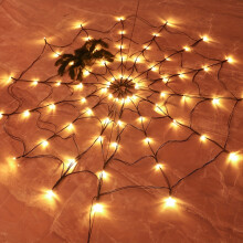 Halloween Spider Web Lights Outdoor Indoor LED Net String Light with Large Black Spider for Haunted House Party Yard Cemetery Decor