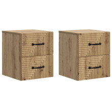 vidaXL Wall-Mounted Bedside Cabinet 2 pcs Artisan Oak Engineered Wood