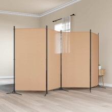 vidaXL 4-Panel Room Divider Beige 346 x 180 cm Fabric
