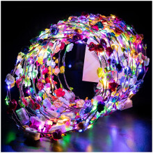 30Pcs Rose Wreath Set LED Light-Up Headbands Halloween Christmas Party Glow Hair Accessories for Wedding Festive Events