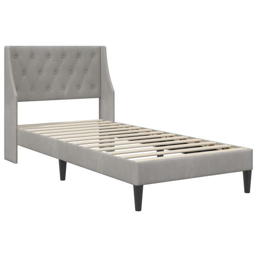 VidaXL vidaXL Bed Frame with Headboard Light Grey 90 x 190 cm Velvet 2