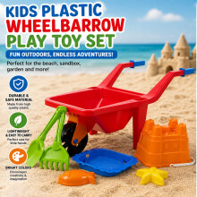 Kids Plastic Wheelbarrow Beach Toy Set Bucket Spade Sandbox Outdoor