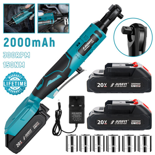 (2 Battery) Cordless Ratchet Wrench Extended Reach