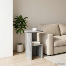 vidaXL Side Table Grey Sonoma Ø 39.5 x 55 cm Engineered Wood