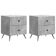 vidaXL Bedside Cabinet 2 pcs Concrete Grey 43 x 34.5 x 47.5 cm