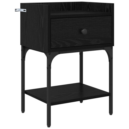 VidaXL vidaXL Bedside Table Black Oak 40 x 29 x 60 cm Engineered Wood 2
