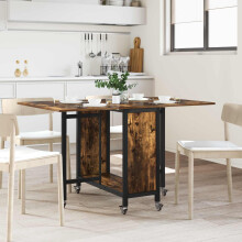 vidaXL Folding Dining Table with Castors 130 x 80 x 76.5 cm steel PB