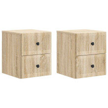 vidaXL Wall-Mounted Bedside Cabinet 2 pcs Sonoma Oak 33 x 34.5 x 40 cm