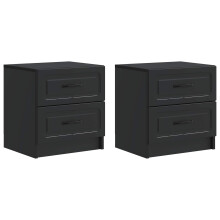 vidaXL Bedside Cabinet 2 pcs Black 43 x 34.5 x 44.5 cm Engineered Wood