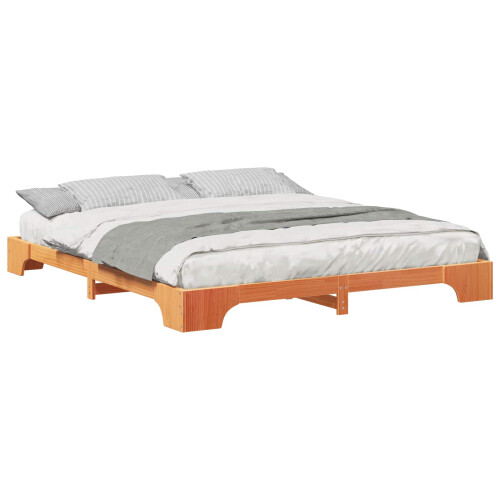 VidaXL vidaXL Bed Frame Brown 200 x 210 cm Solid Pine Wood 1