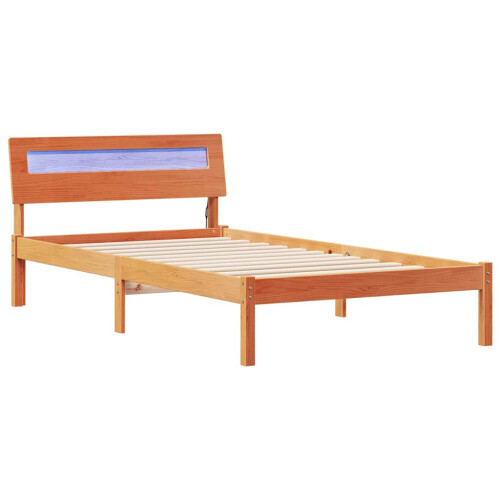VidaXL vidaXL Bed Frame with Headboard Wax Brown 80 x 200 cm Solid Pine Wood 2