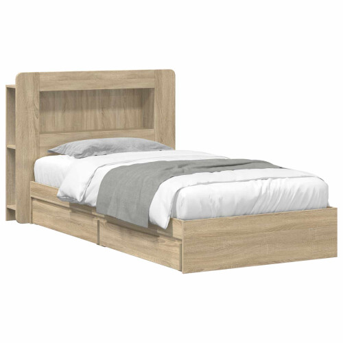 VidaXL vidaXL Bed Frame with Storage Sonoma Oak 90 x 200 cm Engineered Wood 1