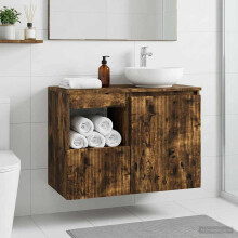 vidaXL Bathroom Cabinet Smoked Oak 30 x 35 x 50 cm Engineered Wood