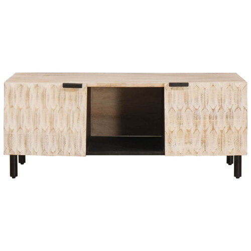 VidaXL vidaXL Coffee Table White 100 x 54 x 40 cm Solid Mango Wood 2