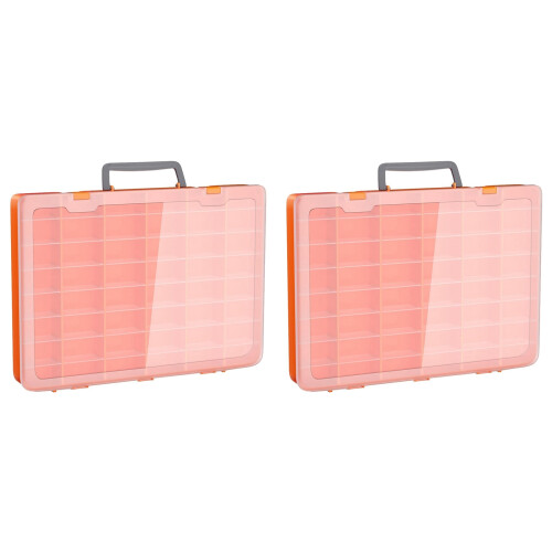 2X 48 Grids Large Plastic Organizer Box with Adjustable Dividers, Beads Storage Containers Compartment Tackle Box Case