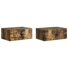 vidaXL Wall-Mounted Bedside Cabinet 2 pcs Smoked Oak 49 x 34.5 x 20 cm