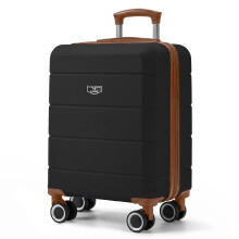 LUGG 15 Inch Jetset Lightweight Travel Cabin Bag Carry On Approved Suitcase ABS Shell Protection Safe Locking System, Black and Brown