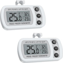 Zestaw 2 mini termometrów do lodówki/zamrażarki, wodoodporny IPX3 - ekran LCD, rejestracja wartości maks./min.