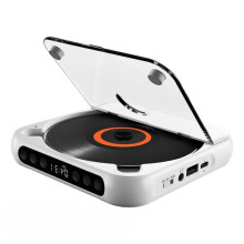 Bærbar Bluetooth USB-C oppladbar MP3/WMA CD-spiller med innebygd høyttaler, hvit