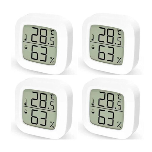 Digital termometer/hygrometer - HANDEIU - 4-pack - Inomhus - Magnetisk/självhäftande montering - 1C noggrannhet