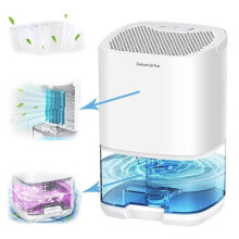 Hordozható páramentesítő 1000 ml, 350 ml/nap, 7 színes LED-del és automatikus kikapcsolással, fürdőszobába és hálószob