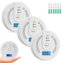 AIMOONSA Kolmonoxiddetektor – Ultrakänslig, LCD-skärm, 85 dB, Drivs av 2xAA (3-pack)