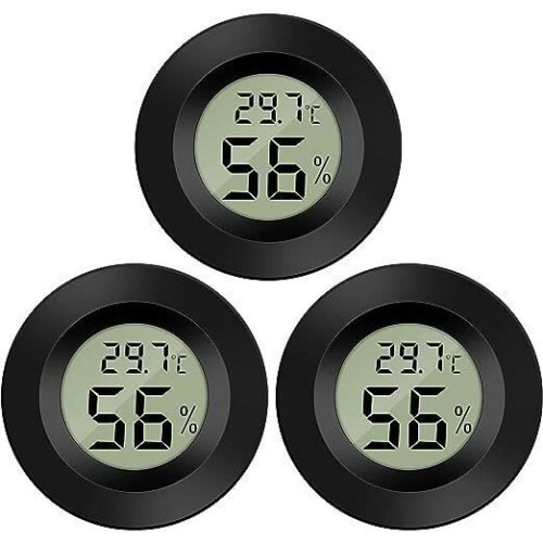 Termometer Hygrometer Temperatur Fugtighed - Mini Digital LCD - Sort
