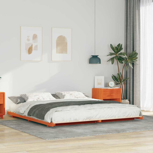 VidaXL vidaXL Bed Frame Wax Brown 200 x 210 cm Solid Pine Wood