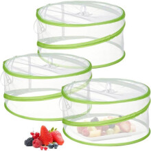 3-delt netting, fluesikkert mattrekk, 30x15cm, sammenleggbart mattrekk, insektsikkert, pop-up, for tallerkener, frukt og snacks
