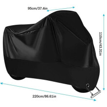 XL Motortakaró 220x95x110cm – Vízálló 210D Oxford – Hideg- és időjárásálló – Fekete