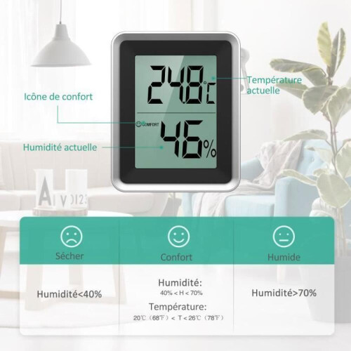 Digital termometer/hygrometer [2-pack], inomhustermometer/fuktighetsmätare, mini väderstation 2