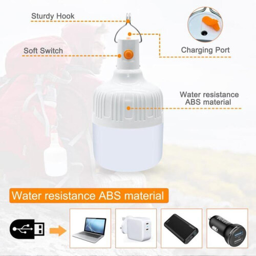 Lanternă de camping LED - AIMOONSA - Pachet 2 - Reîncărcabilă USB - 500 lumeni - 3 moduri 2