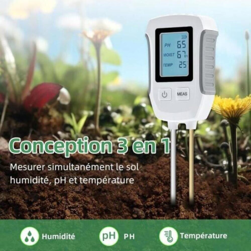 Testeur de Sol 3 en 1 - KZQ - pH, Température, Humidité - Écran LCD Rétroéclairé - Conception Durable 1